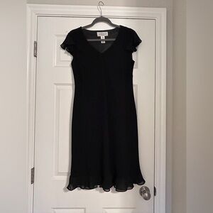 Jones Wear Black Midi Dress with Ruffle Hem